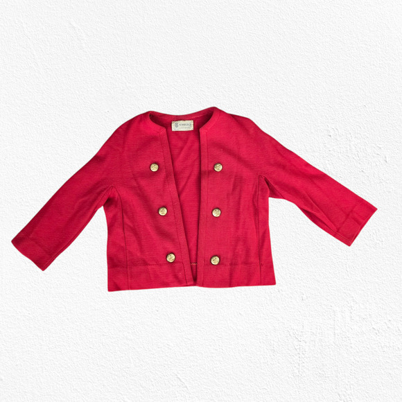 50s Vintage Red Open Front Double Breasted Blazer Pencil Skirt Wool Set Size 2 - Picture 3 of 16